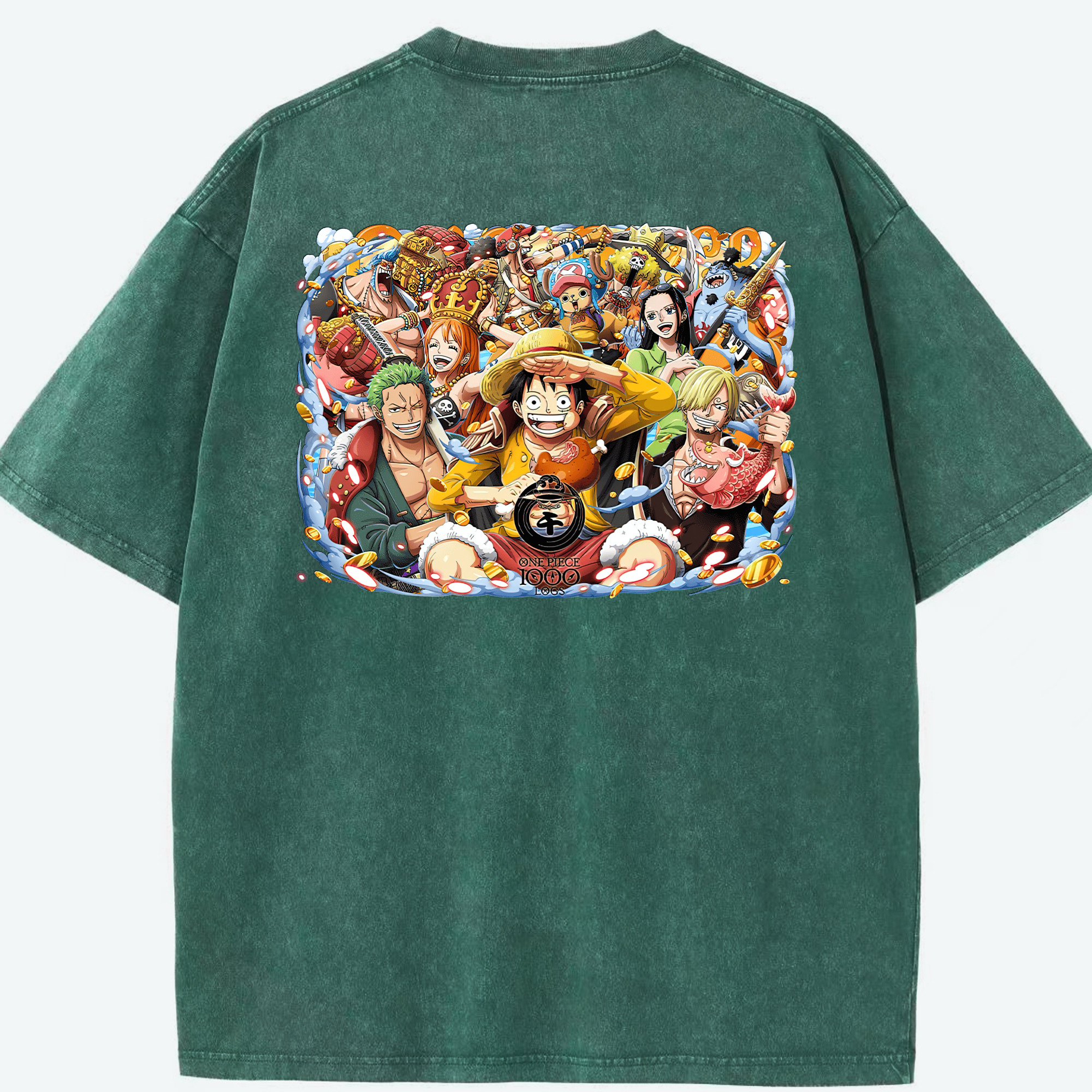 ワンピース モンキー・D・ルフィ ONE PIECE Monkey D. Luffy 綿100% ヴィンテージ風 半袖Tシャツ（背面プリント）